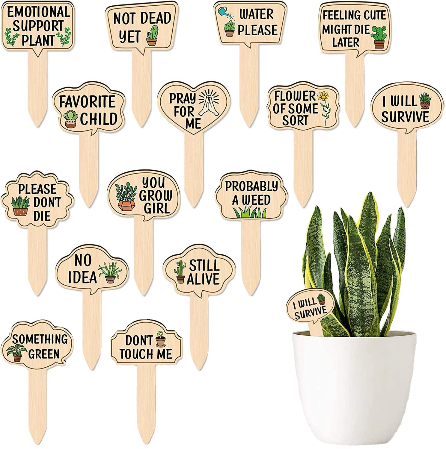 Wooden Plant Marker Outdoor Indoor Succulent Plant Flower Plant Label Waterproof Suitable for Potted Plants