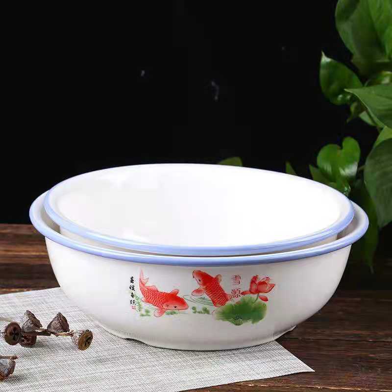 老式家用陶瓷和面盆 大号加厚加深陶瓷面盆家用洗菜盆揉面盆