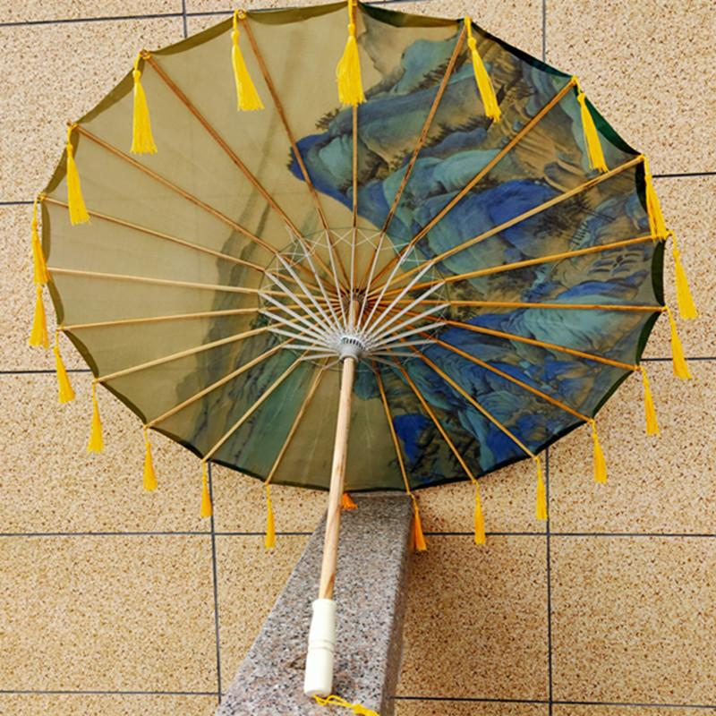 古代女子汉服油纸伞古风绸布装饰摄影跳舞道具伞走秀流苏伞古装伞