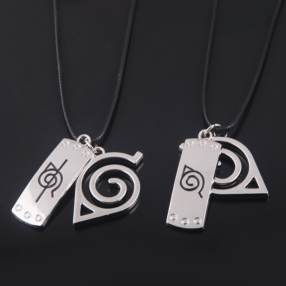 火影忍者 忍者护额钥匙扣皮绳吊坠 叛忍护额项链 漩涡鸣人 佐助