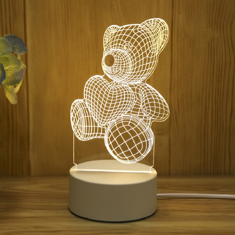 Creative 3D Small Night Lamp Creative Lamp Holiday Gifts Present Bedroom Table Lamp USB Cartoon Ins Night Light