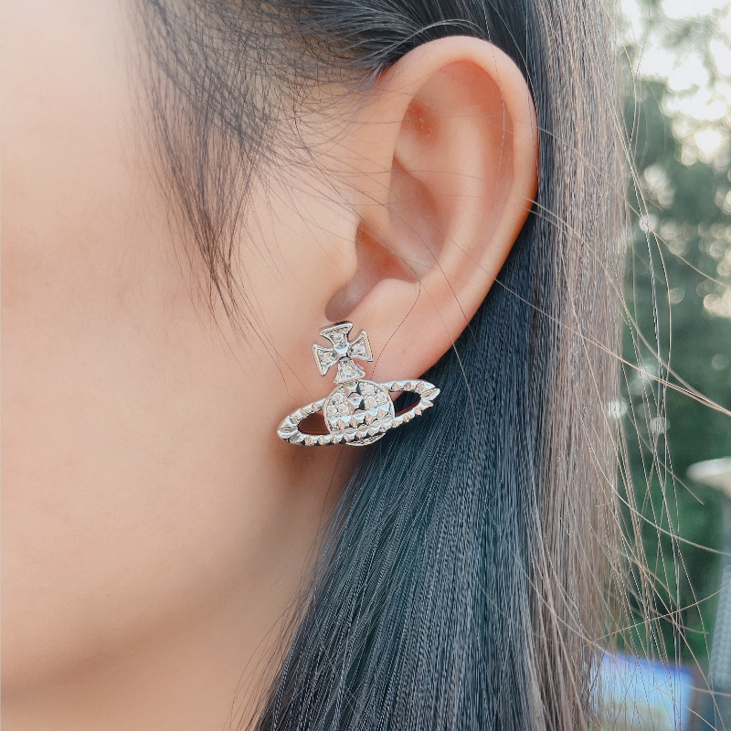 西太后耳钉nana经典土星耳钉水晶满钻镶嵌冷淡风耳饰西太后耳钉