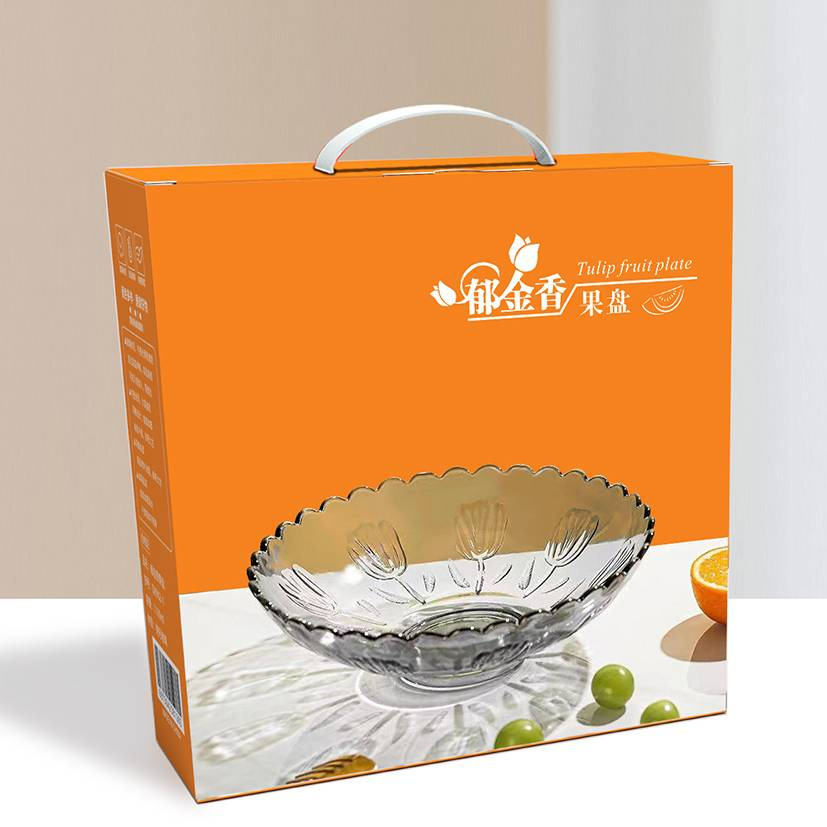 新款墨尔本果盘家用大容量玻璃盘子加厚透明干果瓜子盘水果盘礼品