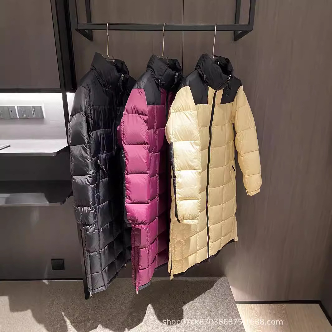 欧洲站美版情侣户外羽绒服男女款过膝加厚tnf外套冬潮新-阿里巴巴