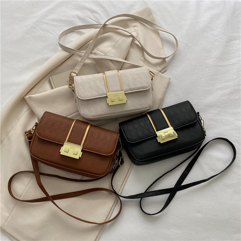 Solid Color Diamond Fashion Lock New Women's Bag Korean Style Women's Shoulder Bag Fashion Trendy Shaping Crossbody Elegant Bag