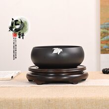 实木非洲黑檀明式旋转底座茶壶盆景铜香炉花瓶摆件圆形展示木托架