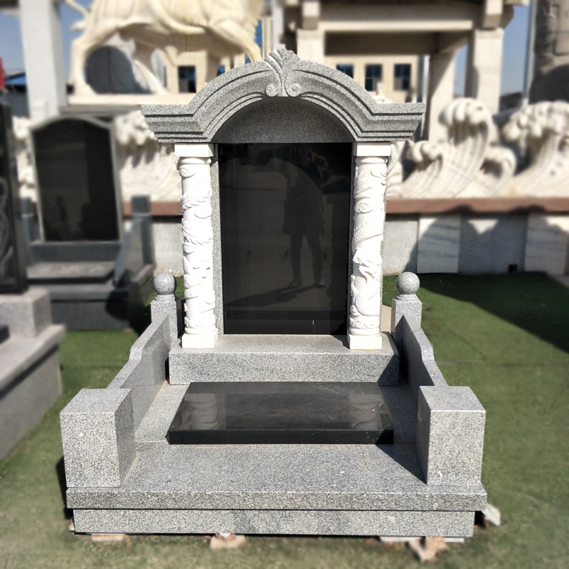 曲阳石雕大理石中式墓碑花岗岩农村刻字土葬家族双人石碑功德碑