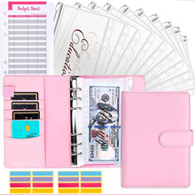 A6 PU Leather Notebook Binder Budget Planner Cash Envelopes