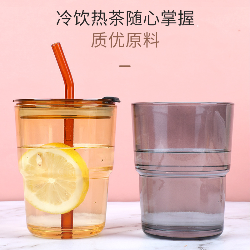 Bamboo Joint Cup Creative Glass Household Glass 420ml Office Straw Cup Ins Style Large Capacity Coffee Cup