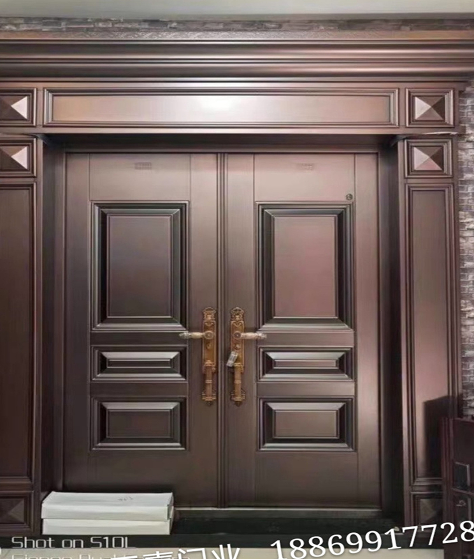 农村自建别墅大门双开铸铝门庭院入户防盗门铜门进户别墅门定 制