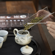 玻璃茶则茶道两件套茶匙茶拨透明玻璃茶荷茶取六君子功夫茶具配件