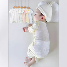 儿童夏季睡衣婴儿护肚开衫连体衣男女宝宝后背透气网睡袋薄棉短袖