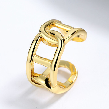 日韩国ins冷淡风链扣戒指女925纯银开口戒子欧美个性跨境指环手饰