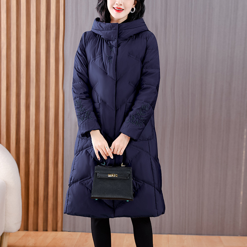 中年女装2024冬装新款中老年妈妈羽绒服中长款大码加厚羽绒外套