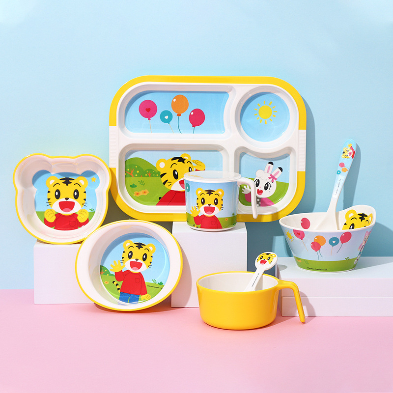 高颜值碗具套装儿童餐具辅食碗抗摔防烫宝宝碗分格餐盘可爱碗批发