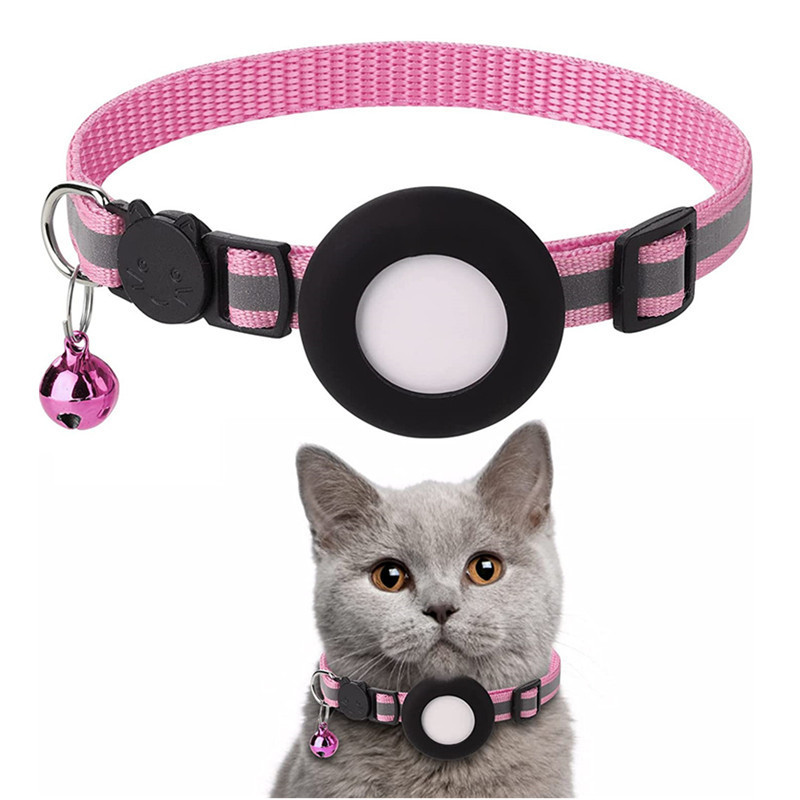 Airtag Cat Collar Bell Pendant Silicone Case Dog Harness Reflective Footprints Positioning Pet Collar Anti-Lost