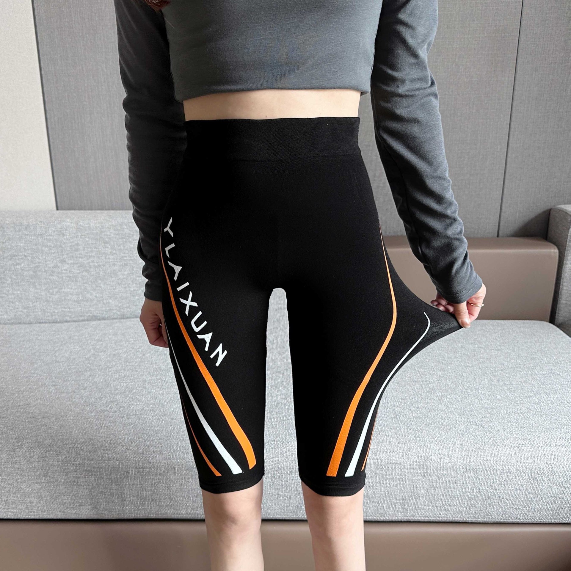 Modal Cropped Pants Trendy Colorful Printed Leggings Cycling Quick-Drying Breathable High Waist Cropped Sports Pants Wholesale