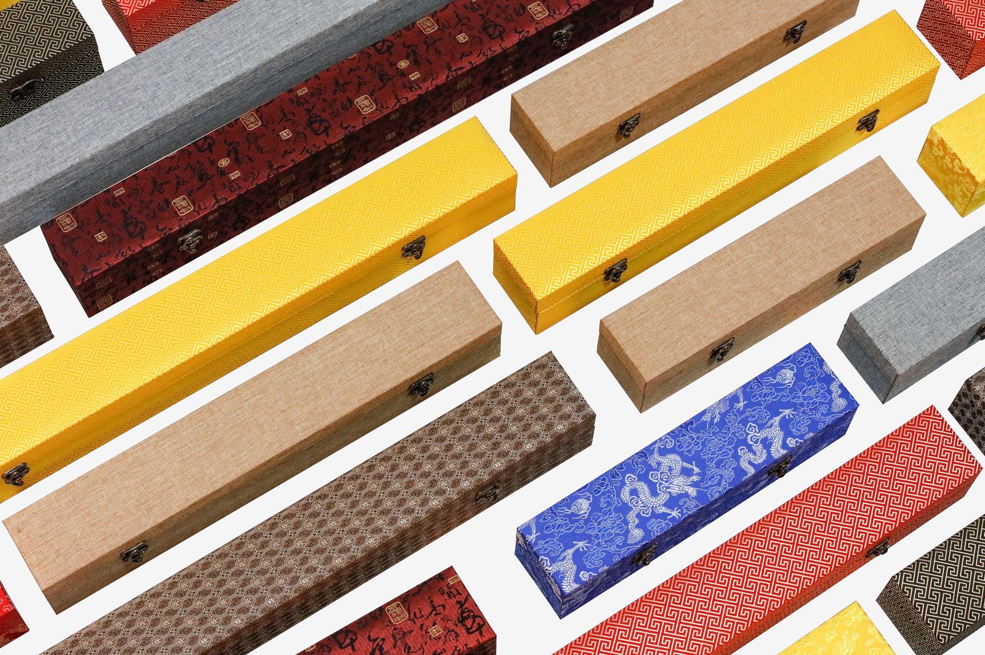 字画锦盒婚书锦盒书法书画包装盒现货龙纹布礼品盒锁扣翻盖锦盒