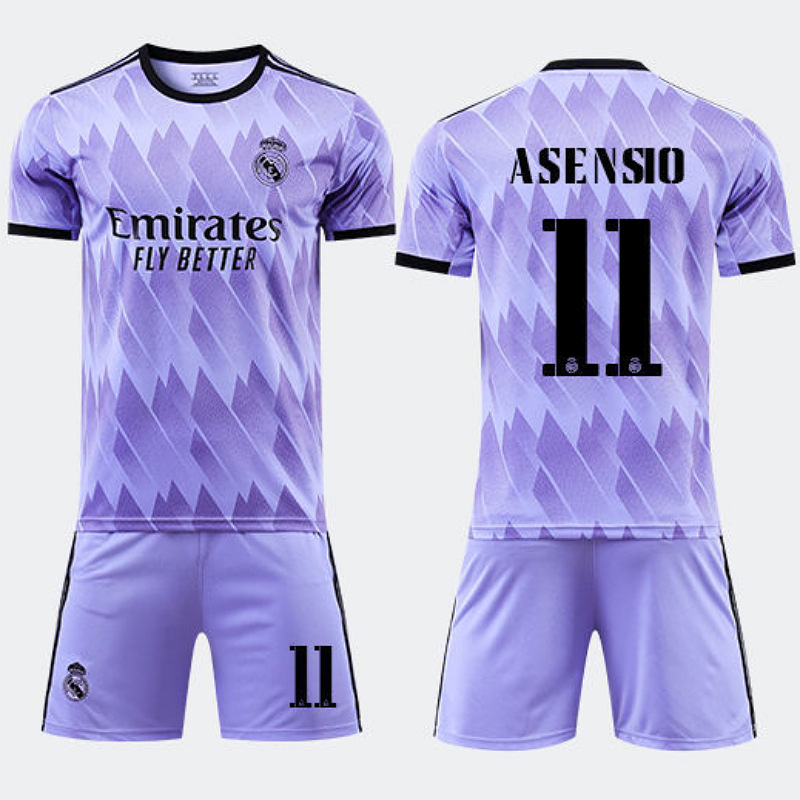 2223皇马客场足球服套装7号c罗本泽马莫德里奇球衣成人比赛服批发