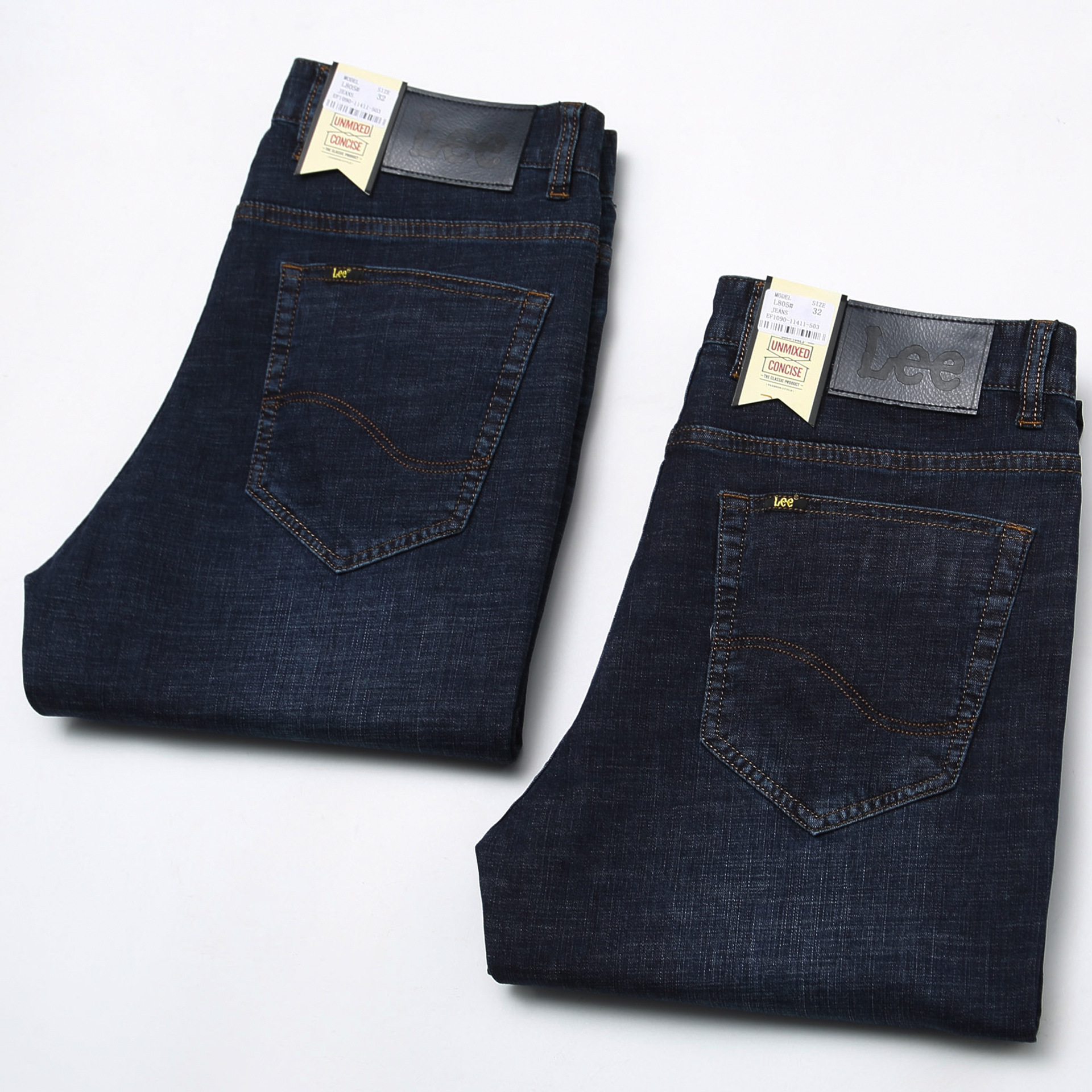 2022春夏新款jianns lee男牛仔裤蓝色直筒弹力商务男长裤一件代发