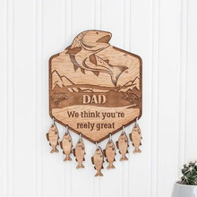 跨境新品我们认为你很伟大仪式感父亲节礼物木制钓鱼挂牌装饰品