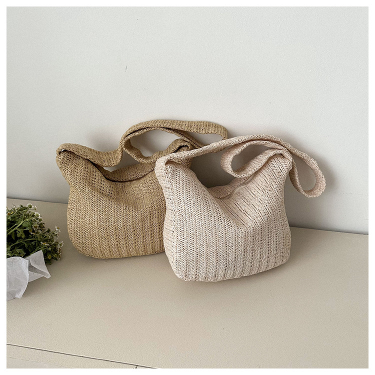 Straw Woven Large Capacity Bag for Women 2023 New Popular Design Vintage Weave Crossbody Bag Spring and Summer Commuter Tote