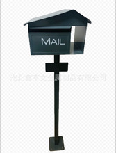 立柱式欧式复古铁艺信报箱指示牌庭院装饰落地摆件摄影道具邮箱