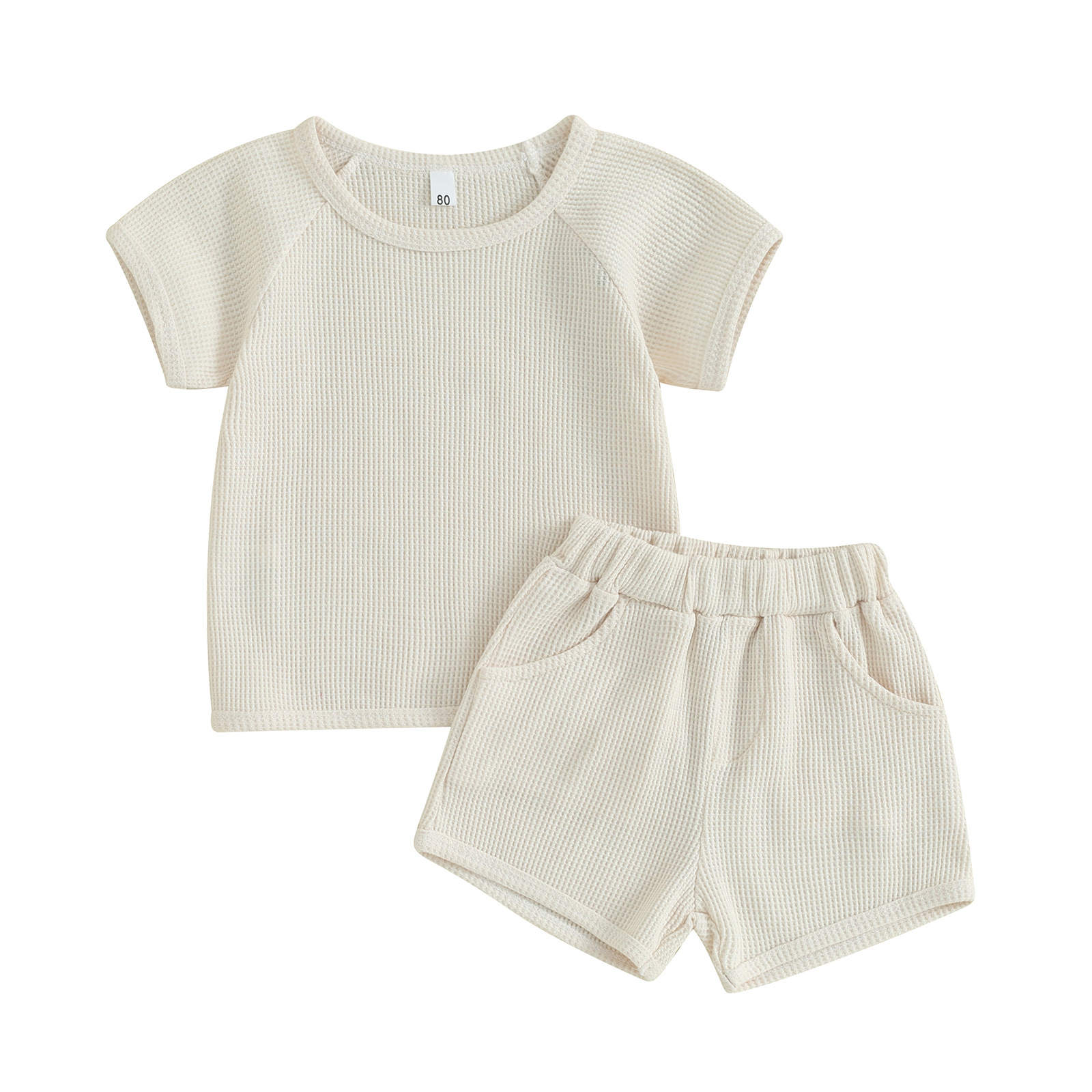 Baby Suit Summer Amazon Ins Waffle Short-Sleeved Shorts Two-Piece Baby Clothes Comfortable Casual