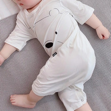 宝宝睡衣莫代尔春秋薄款长袖夏季短袖连体睡袋婴儿男童儿童空调服