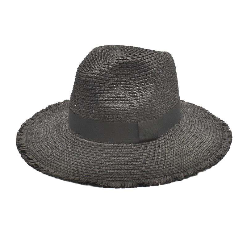 Square Buckle Sun Hat Summer Foldable Big Brim Lafite Panama Hat Outdoor Breathable Sun Protection Hat Wholesale