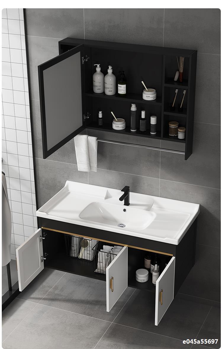 洗漱盆现代柜台太空浴室柜洗手盆组合卫生间洗脸盆陶瓷阳台一体铝