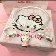 全套装项链女HELLO KITTY吊坠凯蒂猫KT猫短款锁骨链手镯儿童饰品