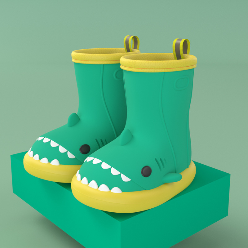 Cartoon Shark Children's Rain Boots Girls' Baby Non-Slip Rain Boots Children's Cute Rain Shoes Waterproof Children's Rubber Shoes