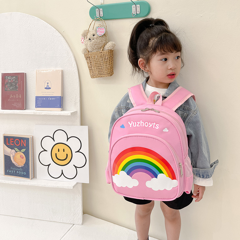 New Trend Kindergarten Backpack Anti-Lost Children's School Bag Rainbow School Bag Toddler Bag Lightweight Children's Backpack