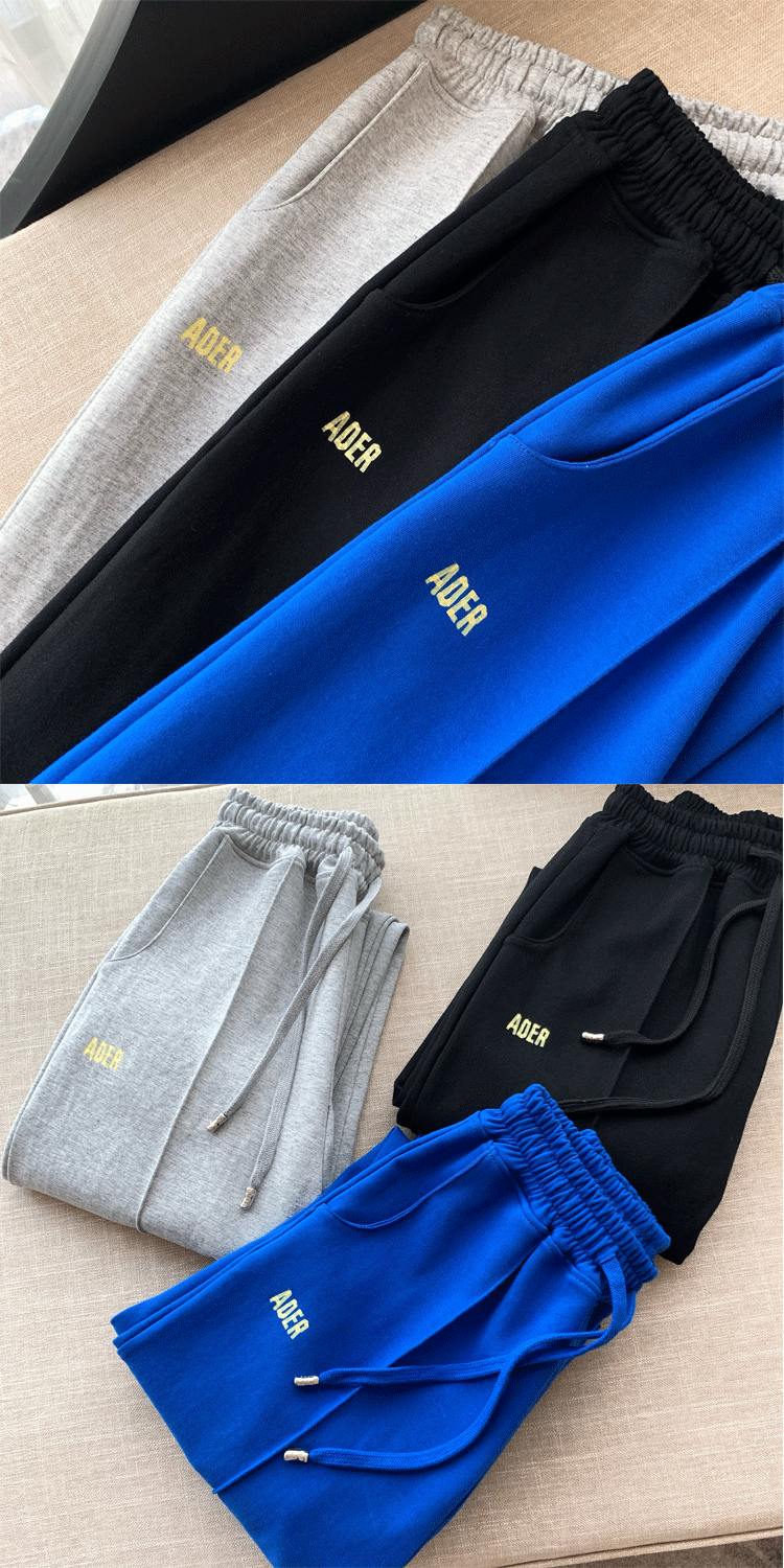 现货ader 折纸印花卫裤松紧腰运动休闲裤男女同款