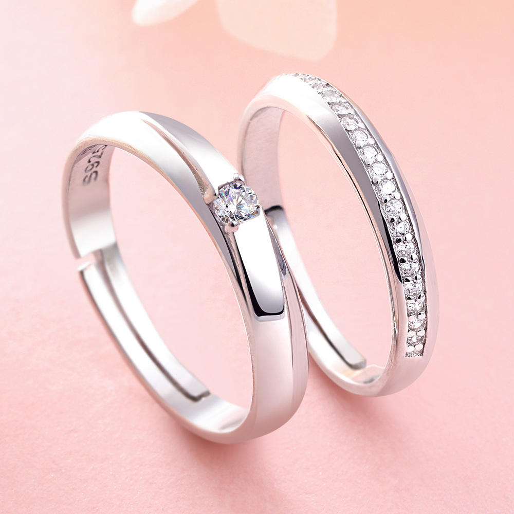 莫比乌斯环开口可调节情侣戒指999足银男女对戒一对925银戒指定做