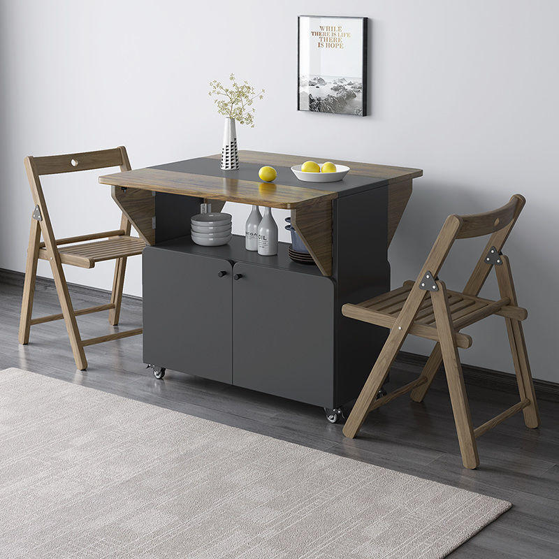 折叠餐桌可变餐边柜简约现代经济家用小户型多功能省空间储物饭桌