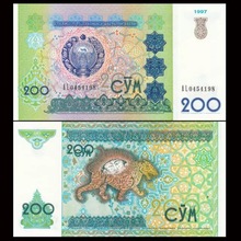 亚洲钱币乌兹别克斯坦200索姆外国钱币单张纸币真币世界货币保真