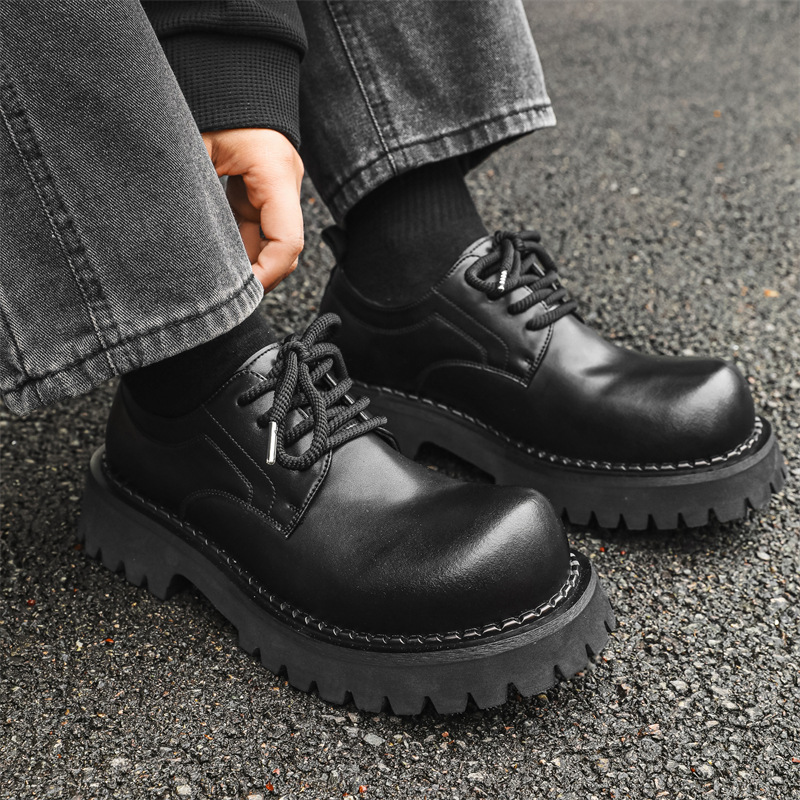 新款男士皮鞋夏季透气休闲百搭小众大头皮鞋潮男结婚皮鞋男1032-j