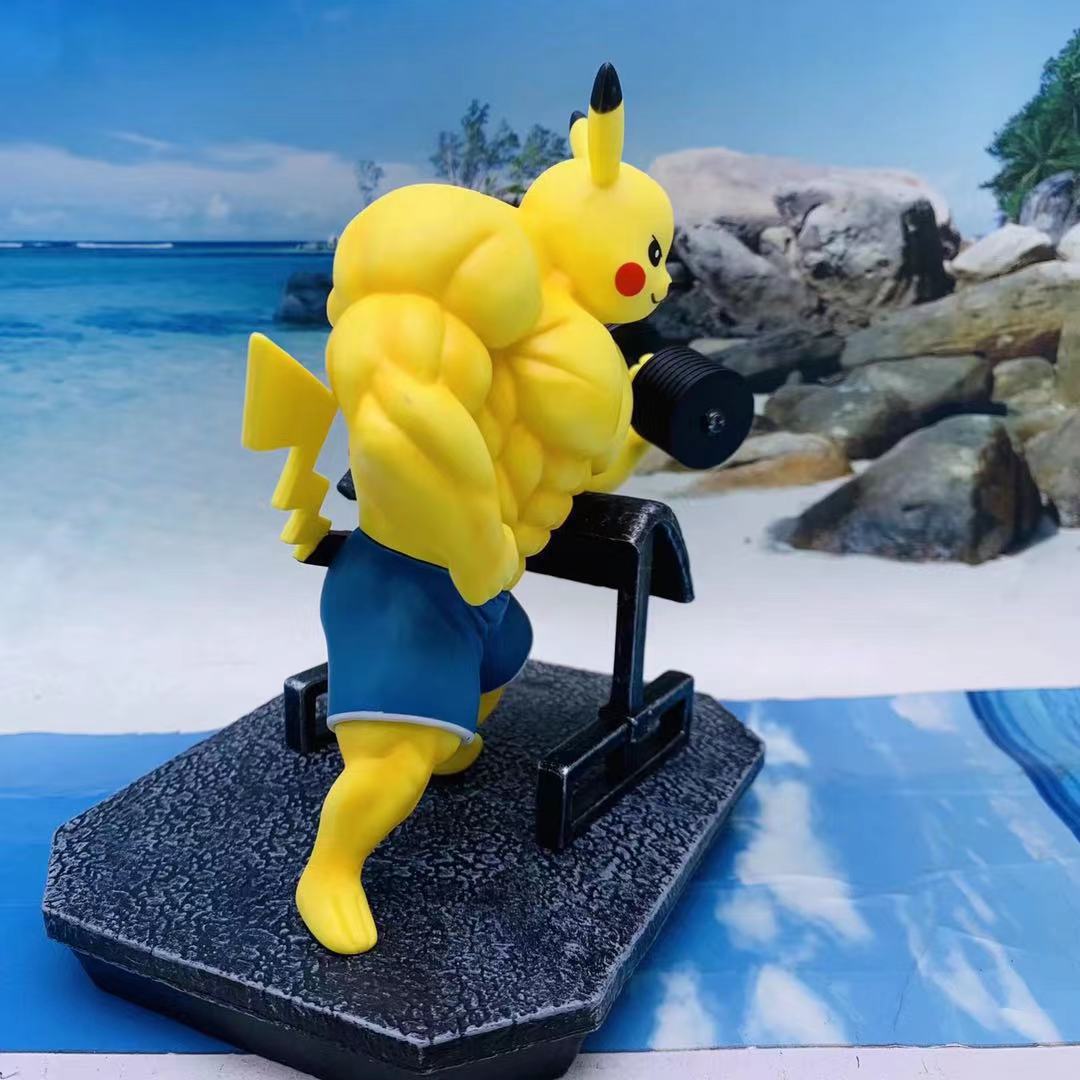 动漫模型 哑铃 健身场景 gk 肌肉皮卡 小火龙 手办 桌面摆件