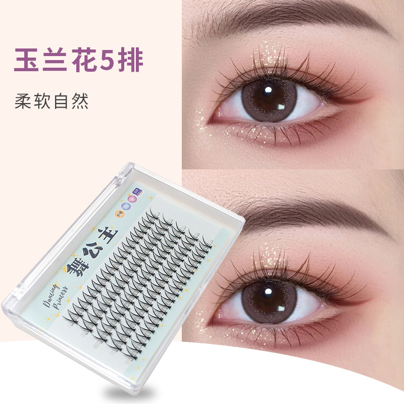 Dingsen False Eyelashes Factory Cross-Border Stable Supply V-Type Magnolia Single Cluster Individual False Eyelash 5 Rows Comic Eyelash