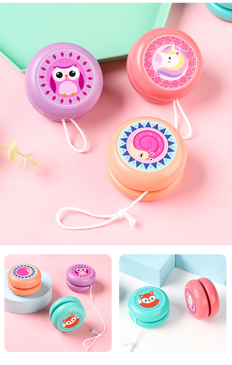 卡通木质悠悠球儿童可爱动物溜溜球幼儿园儿童礼物益智怀旧玩具