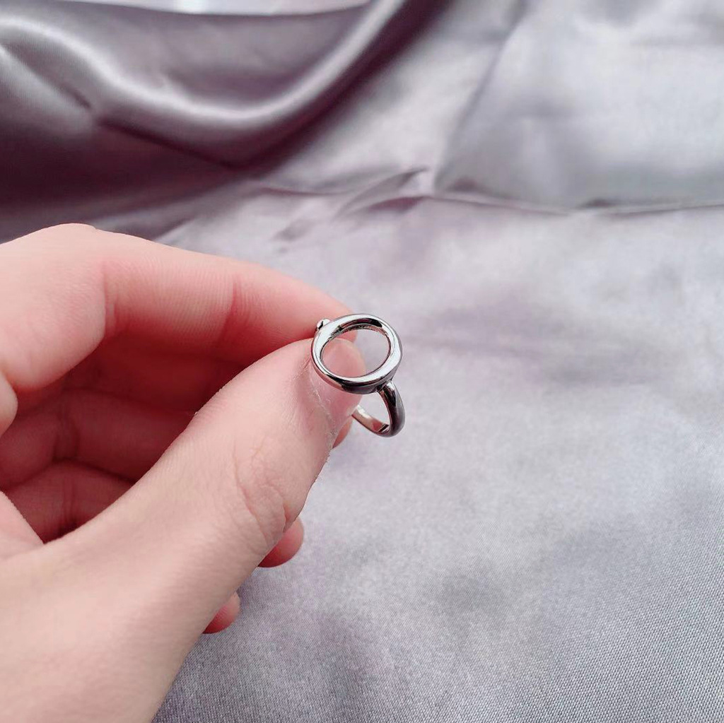 日韩s925银空心光面戒指女 o字形简约时尚百搭气质银饰一件代发