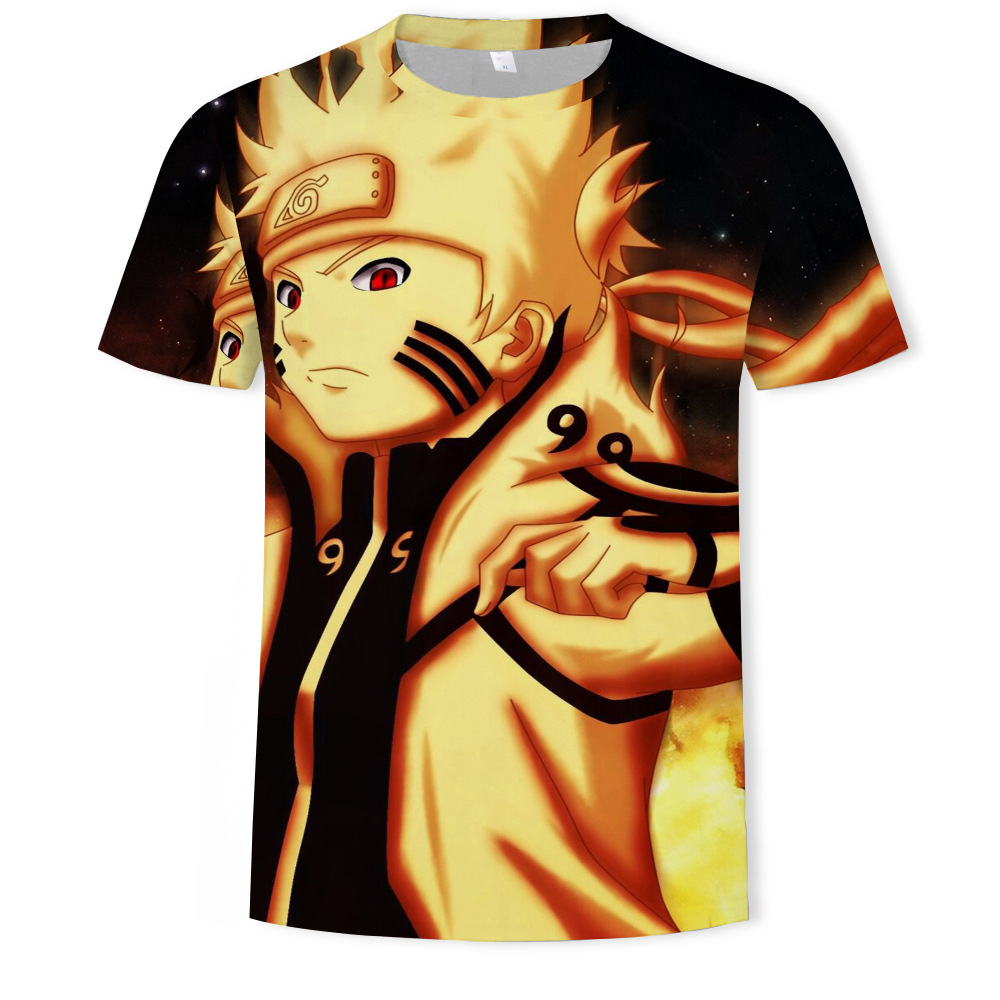 火影忍者naruto旋涡鸣人3dt恤男士夏季宽松透气舒适圆领短