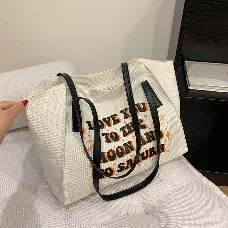 Large Capacity Casual Large Letter Bag Women's Bag 2022 Autumn New Fashion Canvas Tote Bag Fashion Handbag Large