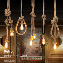 美式乡村复古麻绳吊灯头线咖啡厅酒吧吧台餐厅工业麻绳DIY吊胖猫