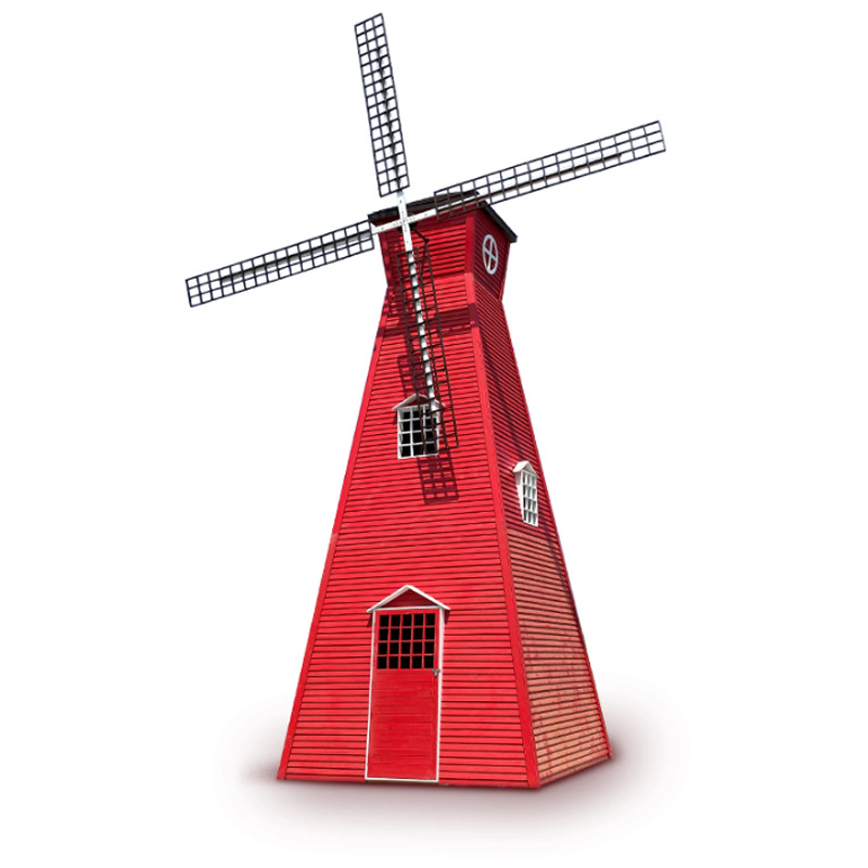 定制 防腐木风车 大型荷兰景观户外实木风车装饰 户外美称摆件