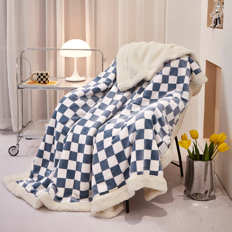 Exclusive for Cross-Border Amazon Hot Blanket Chessboard Grid Berber Fleece Blanket Thick Warm Double Flannel Wholesale