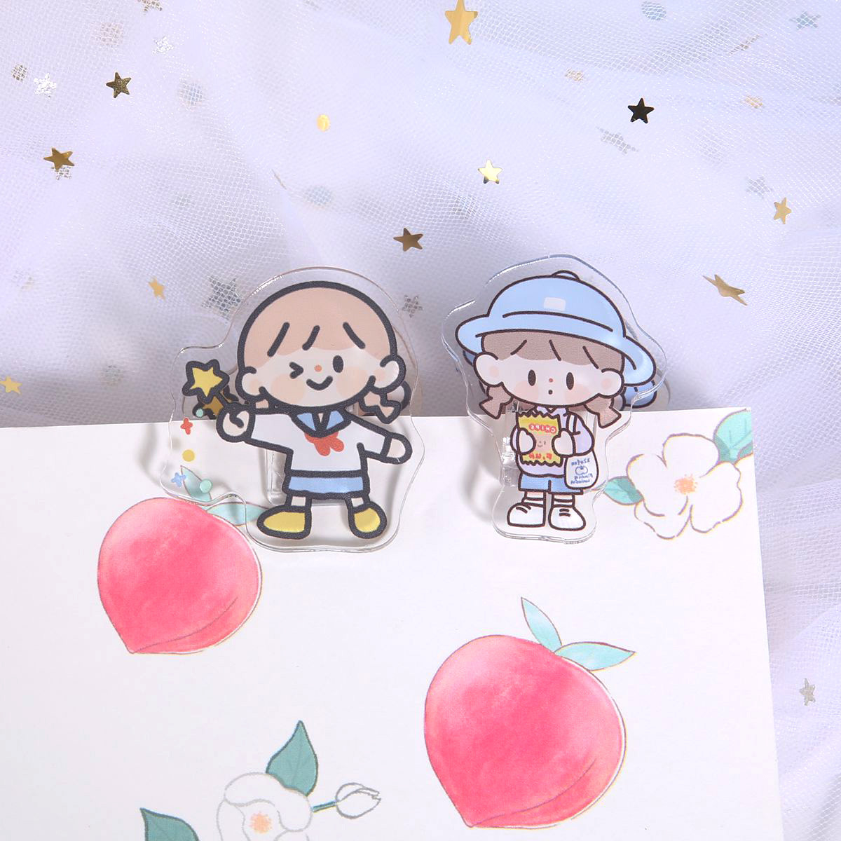 卓大王亚克力夹子ins风阿卓文具收纳夹屁屁夹便签夹可爱卡通手账