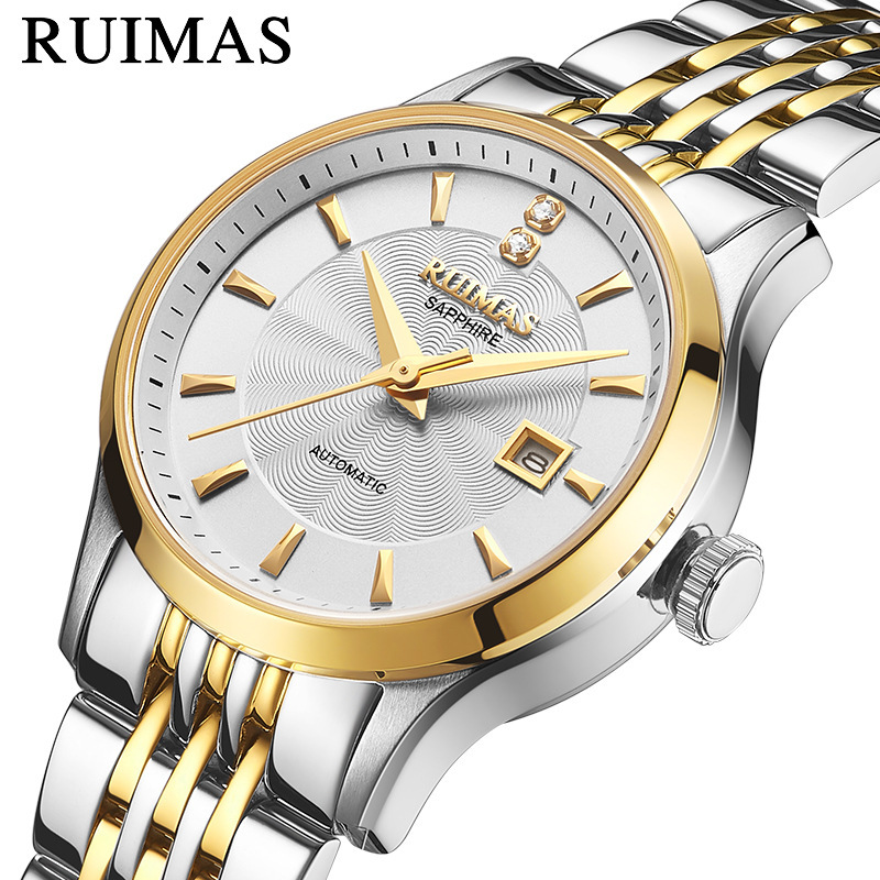 网红瑞马仕ruimas镶钻全自动机械表商务时尚防水女士手表6755